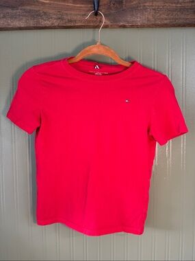 Boys M Tommy Hilfiger Bright Red Short Sleeve Crew Tee
